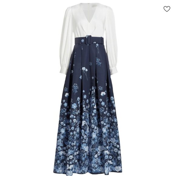 SACHIN & BABI Zoe Belted Gown, Ivory/Blue, Size 6, NWT - Picture 7 of 14